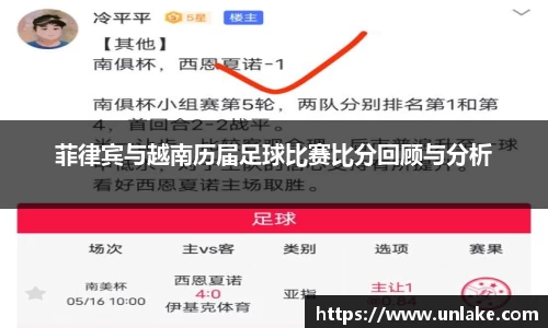 菲律宾与越南历届足球比赛比分回顾与分析
